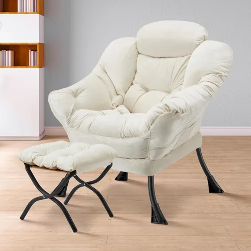 Miniatura 2 de Silla perezosa con otomana plegable, moderna y grande, sofá contemporáneo de ocio con reposabrazos, sofá tapizado, silla de lectura para dormitorio
