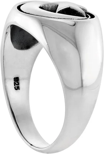 Miniatura 3 de Anillo de plata de ley de 2 tamaños con luna creciente y estrella para hombre y mujer, acabado impecable, tallas 6-13
