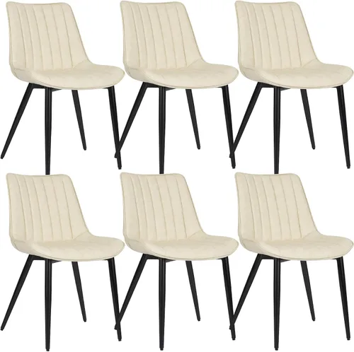 Miniatura 16 de Juego de 2 sillas de comedor voladizas, sillas de comedor modernas de mediados de siglo con patas de metal negro, sillas de cocina tapizadas