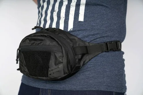 Miniatura 6 de LA Police Gear Riñonera con funda extraíble, cangurera táctica para transporte EDC/oculto, bolsa cruzada táctica, Negro