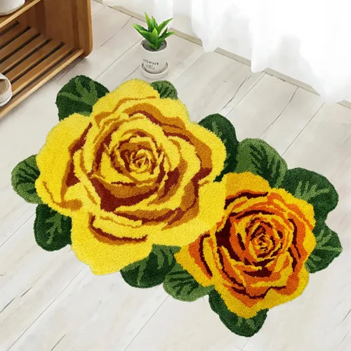 Miniatura 19 de USTIDE Alfombra de girasol esponjosa, alfombra suave y lanuda de flores, hecha a mano, alfombras modernas, lavables, para sala de estar, lavandería