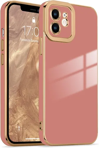 Miniatura 142 de Lafunda Diseñada para iPhone 13 Pro, fundas lujosas con chapado lindo para mujeres y niñas, elegante borde dorado, a prueba de golpes, TPU con funda