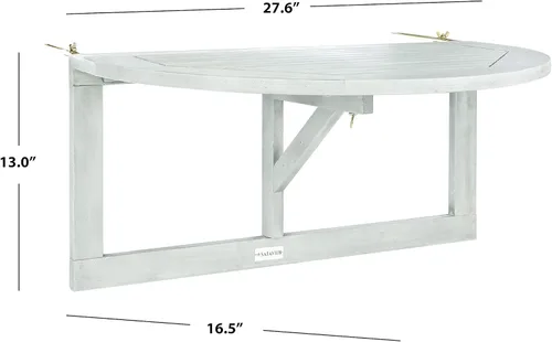 Miniatura 3 de SAFAVIEH Owens - Media mesa colgante para balcón - Gris - Madera maciza - Diseño costero lineal demilune - Ideal para balcón, patio, terraza, porche