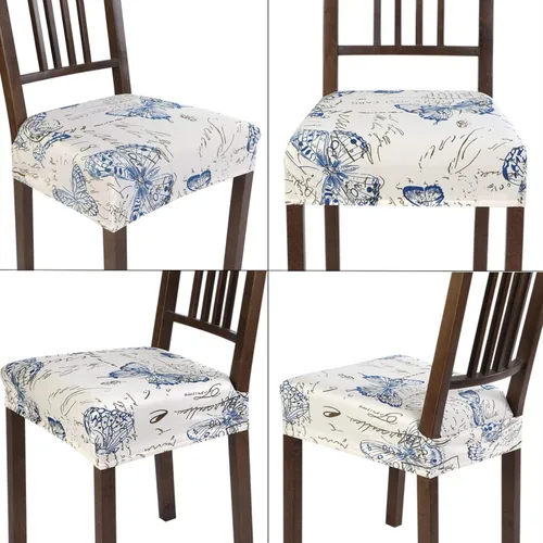 Miniatura 7 de SearchI - Juego de 6 fundas de asiento elásticas, suaves, extraíbles y lavables, para sillas de comedor, fundas protectoras de asiento de comedor
