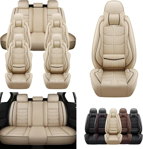 Miniatura 16 de URINOVET Funda de asiento de automóvil para Jeep Wagoneer 2022-2023, funda de asiento delantero y trasero de 7 plazas, fundas de asiento de cuero