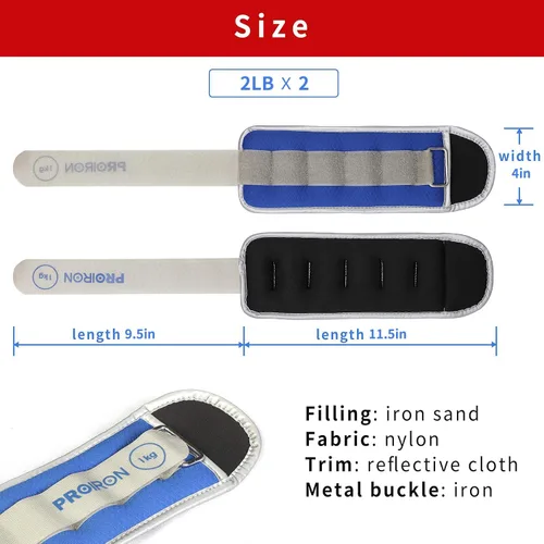 Miniatura 8 de PROIRON Ankle Weights for Women, Leg Weights for Men, Ankle and Wrist Weights 2/4/6/8LBS，Reflective Arm Weights for Jogging，Gymnastics，Aerobics