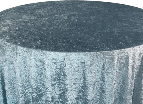 Miniatura 3 de YOUR CHAIR COVERS - Mantel redondo de terciopelo triturado de 120 pulgadas para mesas redondas de 5 pies - Azul polvoriento Azul empolvado