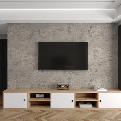 Miniatura 4 de 3yecao Rollo grande extra ancho de 48"×354" papel tapiz de hormigón grueso marrón claro y gris despegar y pegar 3D, papel de contacto de hormigón
