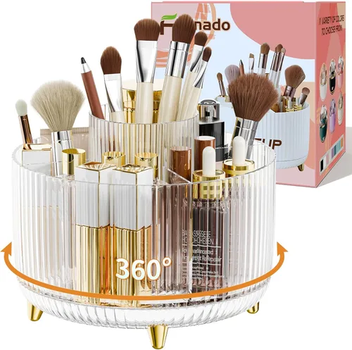 Miniatura 7 de fanado Organizador de brochas de maquillaje giratorio de 360°, organizadores de maquillaje para encimera, organización de maquillaje