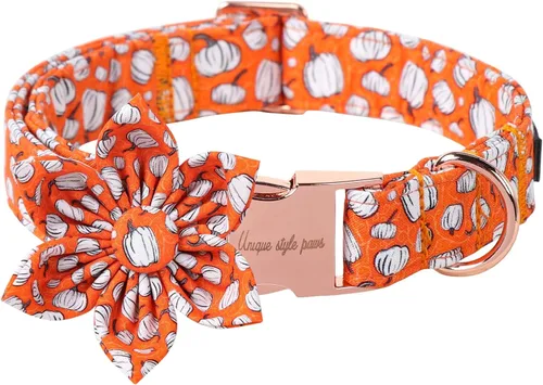 Miniatura 20 de Unique style paws Collar de perro con flor, collar de perro ajustable, patrón de flores, collar duradero para mascotas para perros pequeños, Flor
