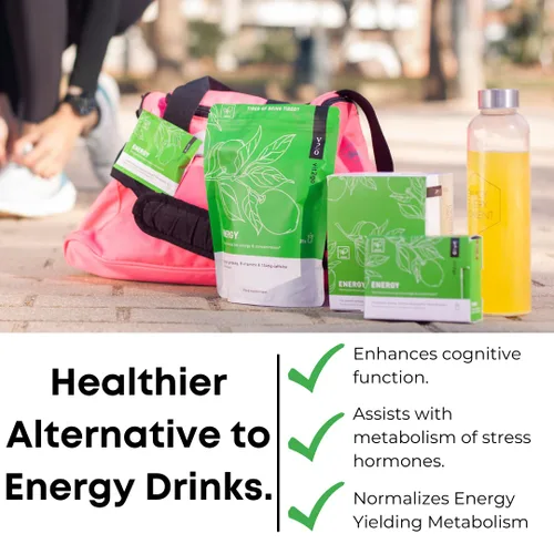 Miniatura 6 de Mezcla de bebida energética natural, 124 mg de cafeína de ginseng y guaraná, sin azúcar, polvo pre-trabajo sin choques, vitaminas B, magnesio