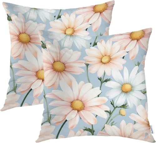 Miniatura 43 de Batmerry Flowers with Stems Throw Pillow Covers, Beautiful Floral Decorative Pillow Covers Digital Printing Blended for Couch Sofa Bed Invisible