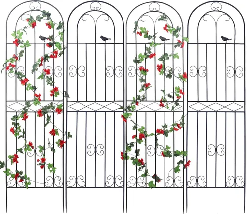 Miniatura 10 de Paquete de 2 Enrejados de Jardín de Metal de 70.8" de Alto x 19.7" de Ancho con Revestimiento Negro, Panel de Rejilla de Alambre en Celosía