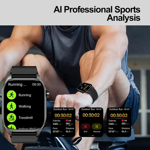 Miniatura 6 de Reloj inteligente para hombres y mujeres, pantalla AMOLED a color de 2.04 pulgadas, frecuencia cardíaca 24/7, oxígeno en sangre, presión arterial