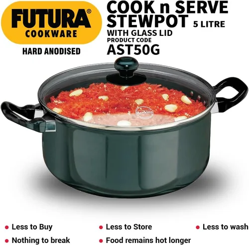 Miniatura 5 de Hawkins Futura - Olla anodizada dura con tapa de cristal, 5 litros