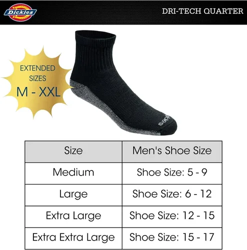 Miniatura 3 de Dickies Men's Dri-tech Moisture Control Quarter Socks Multipack