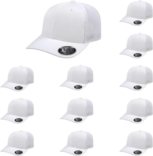 Miniatura 62 de Cap America i8502 Flexfit 110 Premium - Gorra de camionero de perfil medio con 6 paneles de malla trasera con protección UV y cierre ajustable Azul