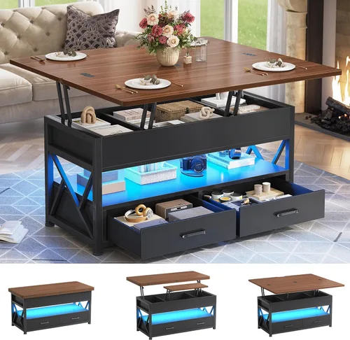 Miniatura 8 de Itaar Mesa de Centro con Tapa Elevable de 40", Mesas de Centro 4 en 1 con Almacenamiento para Sala de Estar, Mesa de Centro Pequeña Estilo Granja