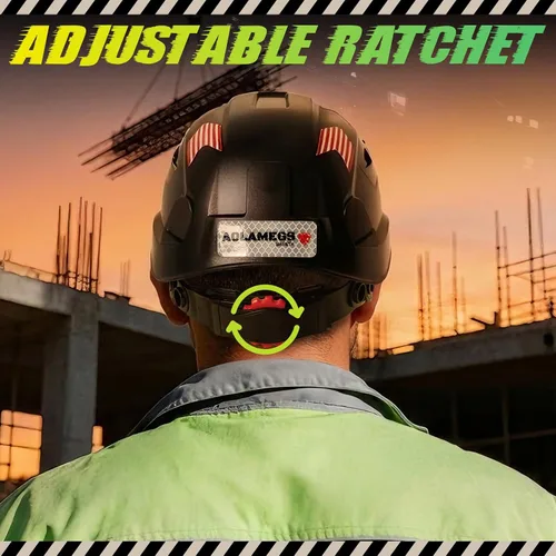 Miniatura 7 de Construction Hard Hats with Clear and Tinted Visor - OSHA Approved ANSI Z89.1 Dual Eye Protection Black Hard Hat with Chin Straps for Men Sombrero