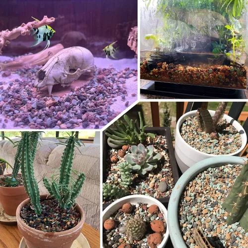 Miniatura 5 de 2.4 libras Mezcla de guijarros de roca volcánica hortícola para bonsái, piedra pómez para plantas suculentas y cactus, grava decorativa arenosa