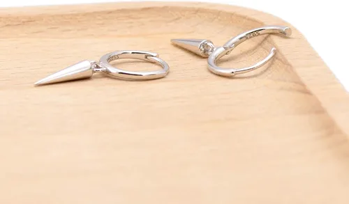 Miniatura 4 de Aretes colgantes de plata de ley 925 con pequeños aretes redondos