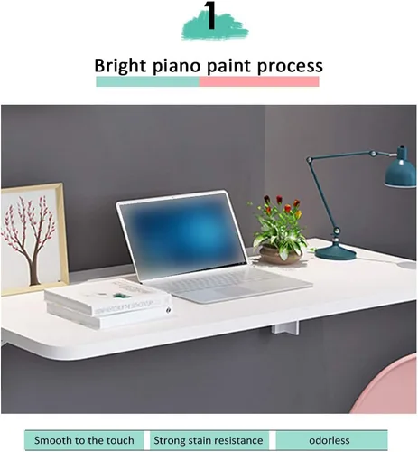 Miniatura 4 de Mesa de comedor plegable para pared de apartamento, mesa de comedor, banco de trabajo para colgar en la pared, escritorio flotante multifunción