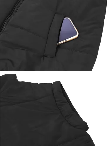 Miniatura 6 de APAFES Chaleco acolchado de invierno para mujer, ligero, cuello alto, manga corta, acolchado, con bolsillos