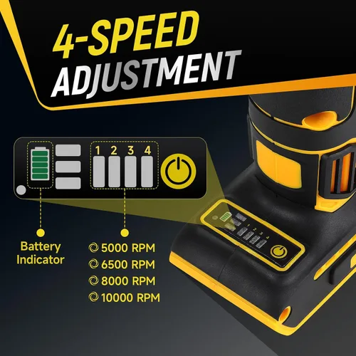 Miniatura 3 de Amoladora angular inalámbrica de 4-1/2 pulgadas compatible con batería DeWalt de 20 V, motor sin escobillas de 10000 RPM con 4 velocidades