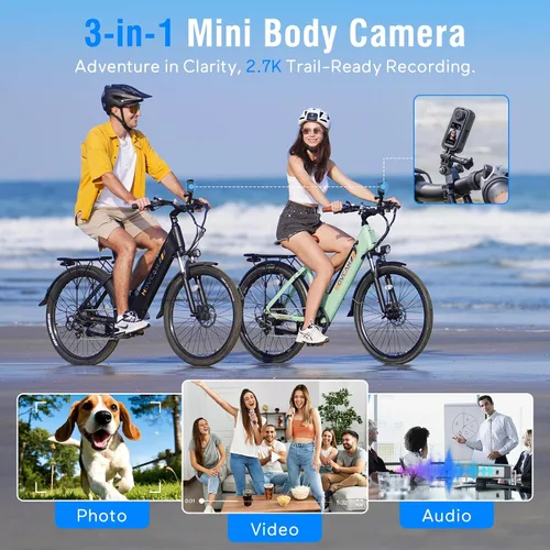 Miniatura 8 de Movcan Cámara corporal S70 con grabación de audio y video, cámara corporal HD 1520P con lente giratoria de 180°, cámara de grabación manos libres