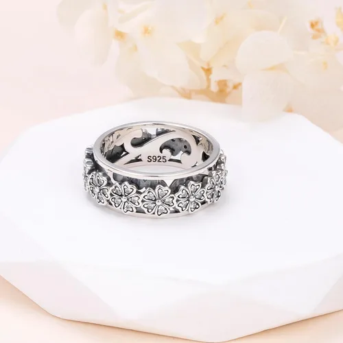Miniatura 4 de Ladytree Anillo giratorio para aliviar la ansiedad con margaritas You Are My Sunshine Flower Fidget Ring de plata esterlina TDAH para aliviar