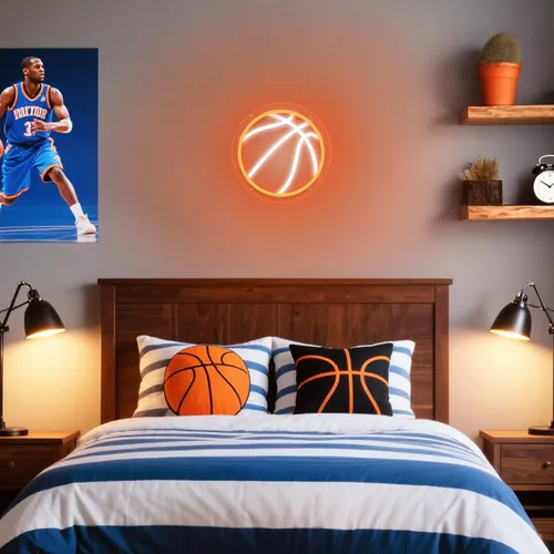 Miniatura 3 de Letrero de neón de baloncesto, 9.84 x 9.84 pulgadas, luz de neón LED de baloncesto, alimentado por USB con interruptor regulable, letrero LED