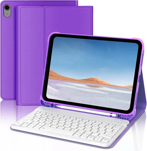 Miniatura 19 de KVAGO Funda para iPad (A16) de 11ª y 10ª generación con teclado, teclado desmontable inalámbrico retroiluminado de 7 colores, funda de teclado folio