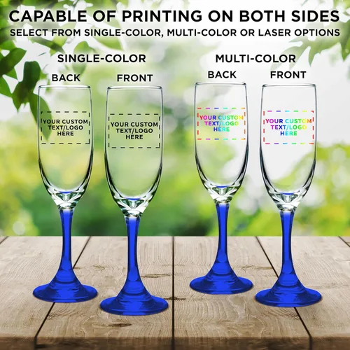 Miniatura 6 de DISCOUNT PROMOS Juego de 100 copas de champán personalizadas Premiere de 6.25 onzas, paquete a granel personalizado, elegante vaso para bodas