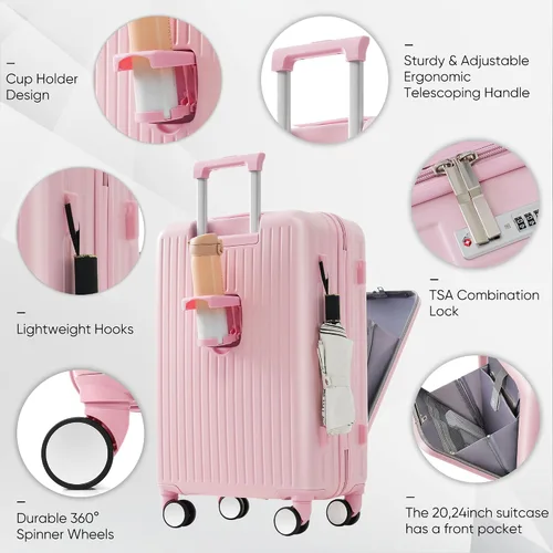 Miniatura 27 de Merax Juego de equipaje rígido ABS expandible de 3 piezas con rueda giratoria Maleta TSA Lock Suit Case, Negro -, Juego de 2 piezas, Equipaje