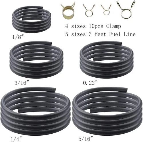Miniatura 2 de Manguera de tubo de gasolina de 3 pies de 1/8 pulgadas, 3/16 pulgadas, 0.22 pulgadas, 1/4 pulgadas, 5/16 pulgadas, diámetro interior, compatible