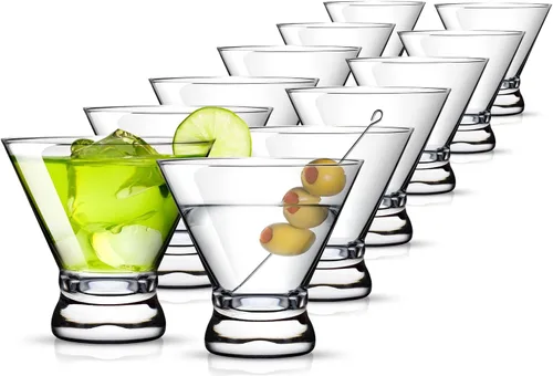 LUNA & MANTHA - Juego de 12 vasos de Martini sin tallo para cóctel, para Margarita, Manhattan, Cosmopolitan, bar en casa, fiestas nocturnas,
