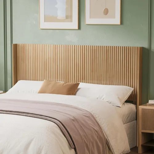 Huatean Home Cabecero de Madera Tamaño Queen, 64.6" de Ancho Cabecero de Madera Queen Solamente, Cabeceros Modernos de Granja, Panel Acanalado