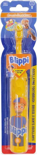 Brush Buddies Blippi - Cepillo de dientes eléctrico para niños, funciona con pilas, para niños y niñas de 4 a 7 años, cerdas suaves, divertido