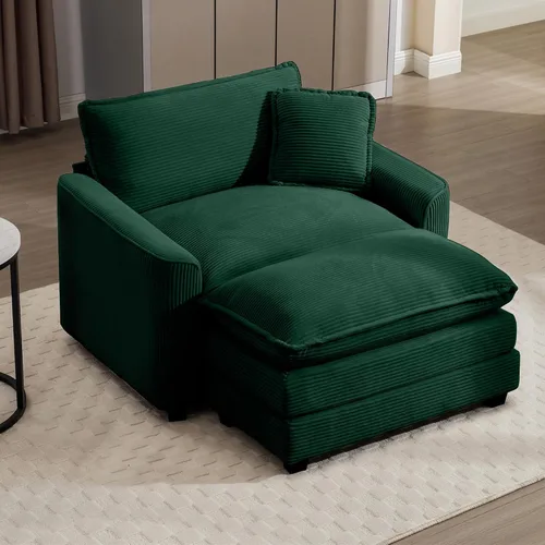 Miniatura 8 de Aoowow Sofá de dos plazas de pana, modernos sofás de nube de 2 plazas para sala de estar, sofás modulares de nube seccionales con asiento profundo