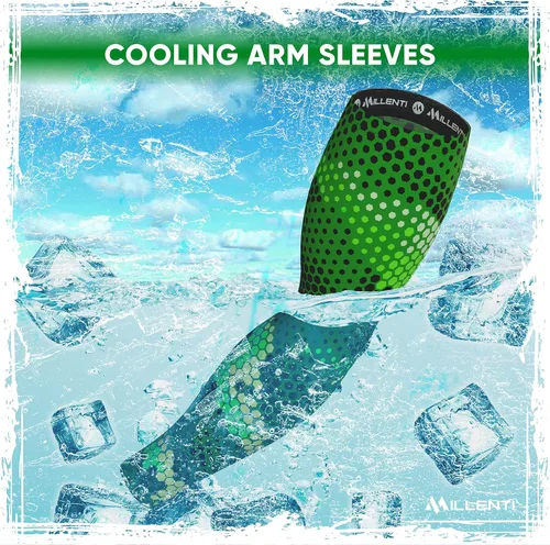 Miniatura 127 de Millenti Manga de compresión de brazo de enfriamiento – Mangas de recuperación deportiva de protección solar, se enfría cuando está mojado, unisex