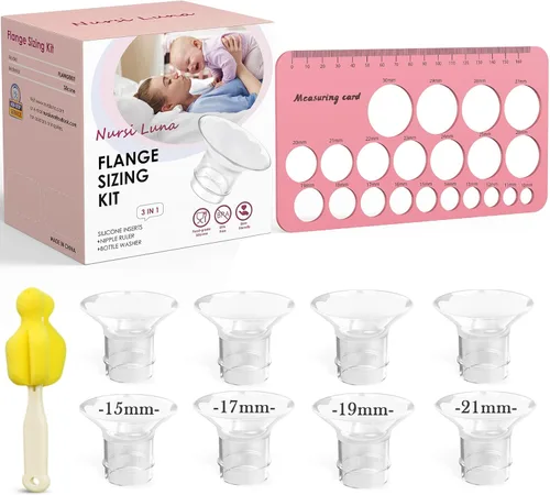 Kit de Dimensionamiento de Brida Nursi Luna 3 en 1 con 8 Piezas de Insertos de Brida 15/17/19/21mm, Kit de Insertos de Brida de Silicona para