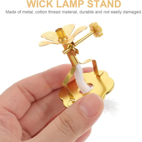 Miniatura 5 de Angoily Soporte de mecha ajustable para lámpara de mantequilla con soporte telescópico de latón para suministros de Buda y decoración del hogar