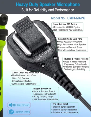 Miniatura 5 de commountain Micrófono de altavoz compatible con radios Motorola APX-6000 XPR-7550e APX-8000 (7000 4000) XPR-7350e (7580e 7380e 7550 7350) APX6000
