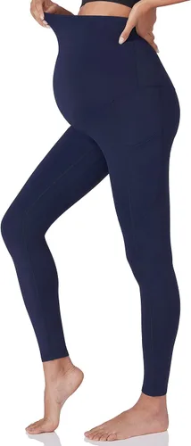 Miniatura 2 de POSHDIVAH Leggings de entrenamiento de maternidad para mujer sobre el vientre, pantalones de yoga con bolsillos, ropa deportiva suave, pantalones