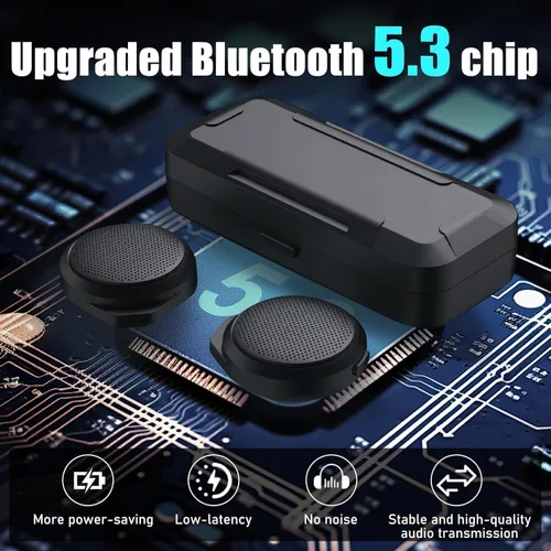 Miniatura 5 de Auriculares Bluetooth para motocicleta con estuche de carga, altavoz Bluetooth para casco con micrófonos y control remoto, batería de 1900 mAh, 50