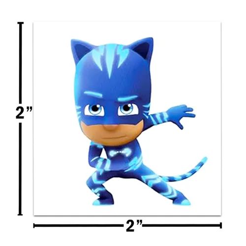 Miniatura 2 de PJ Masks - Paquete de tatuajes para fiestas ~ 72 máscaras perforadas individuales de 2 x 2 pulgadas, tatuajes temporales para niños y niñas