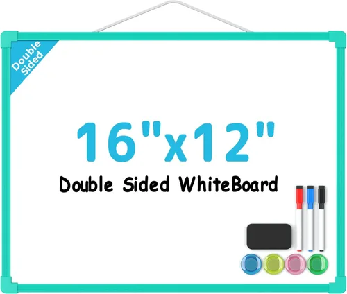 Miniatura 11 de MaxGear Pizarra de borrado en seco de doble cara, mini pizarra blanca colgante de 14 x 11 pulgadas, pequeña pizarra blanca con 3 marcadores