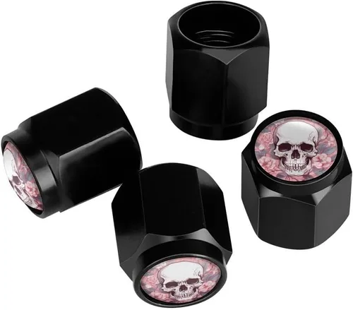 Miniatura 15 de Wolf - Tapones de válvula de neumático con bandera americana, tapas de válvula de neumático de aluminio negro, cubiertas universales