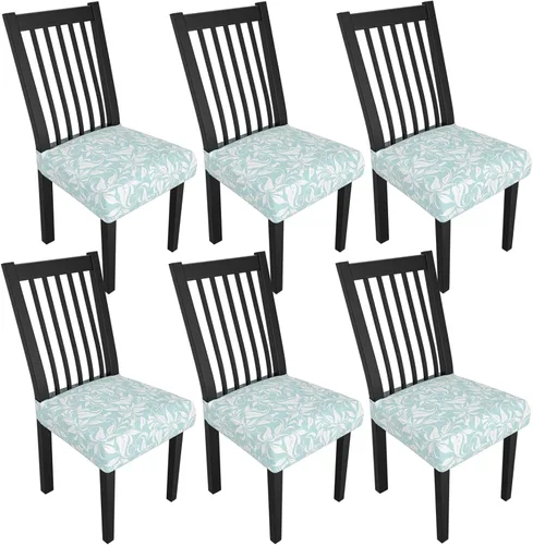 Miniatura 121 de Juego de 4 fundas elásticas para sillas de comedor, fundas para sillas de comedor con estampado floral, fundas para asientos de sillas con estampado