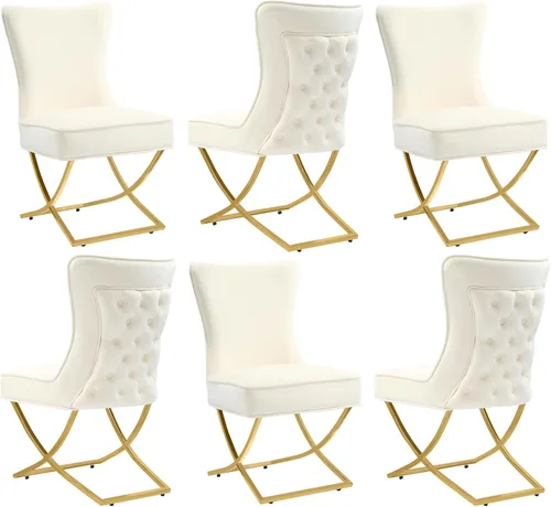 Miniatura 17 de LOULENS Elegance - Juego de 2 sillas de comedor de terciopelo, lujosas sillas de comedor tapizadas acolchadas, sillas decorativas de terciopelo real